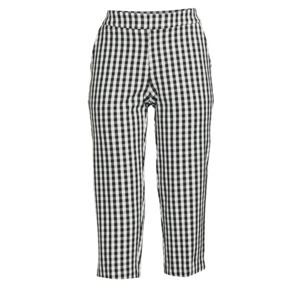 Time True Black and White Checkered Capri Pants